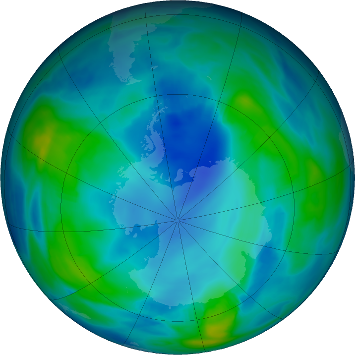 Antarctic ozone map for 14 May 2022